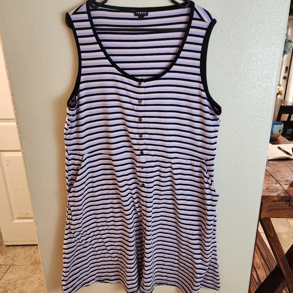 Torrid 2X Sleeveless Striped Purple Jersey Stretch Dress - Picture 5 of 12